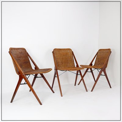 Compass Chair in Wood and Wicker, 1960s-NYF-2018792