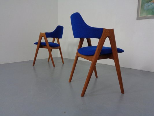 Compass Chairs in Teak & Kvadrat Hallingdal 65 by Nana Ditzel, Kai Kristiansen for Schou Andersen, 1960s, Set of 2-RDW-1720382