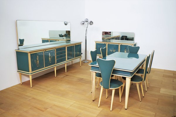 Complete Dining Room Set from Umberto Mascagni, 1950s, Set of 9-KNM-1225593