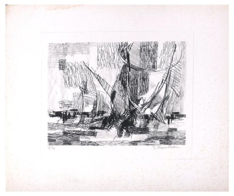 Composition - Original Lithograph by J. Chevolleau - Late 20th Century Late 20th Century-ZCI-755145