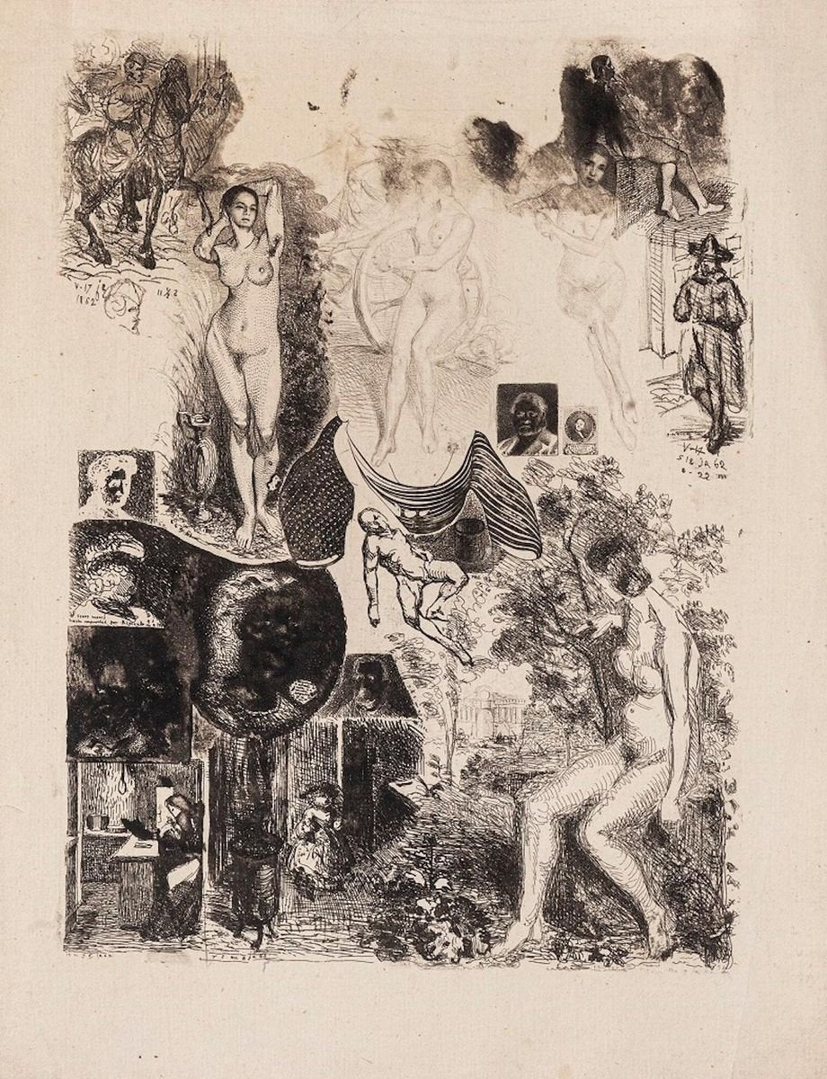 Composition with Nudes - Original Etching - 1862 1862