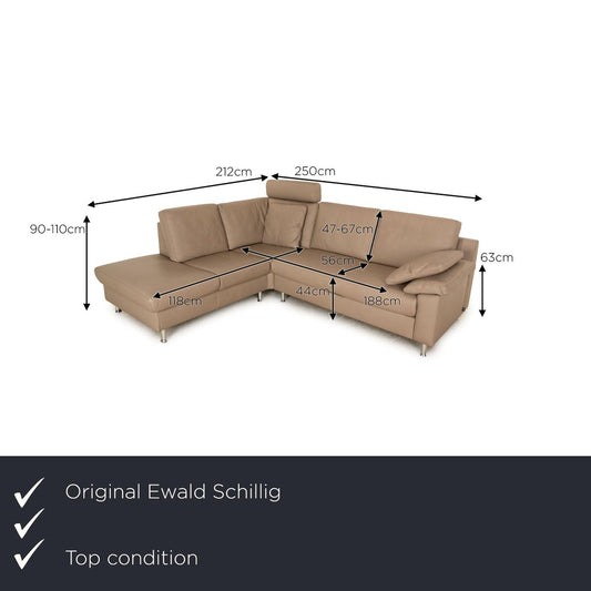 Concept Plus Leather Corner Sofa in Beige from Ewald Schillig