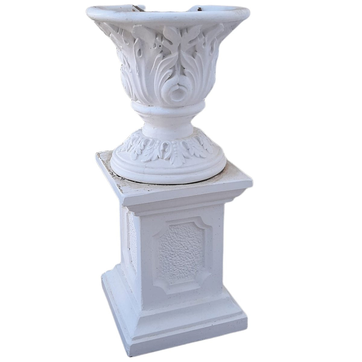 Concrete Garden Flower Planters with Pedestals, Set of 2