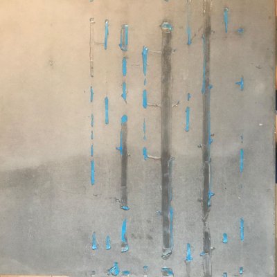 Concrete sculpture painting with blue resin inclusion by Francesco Passaniti 2008-ICD-696788