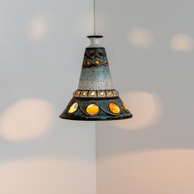 Cone Blue Ceramic Pendant Light, Denmark, 1970s-VDW-1735630