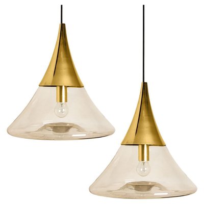 Cone Shape Brass & Clear Glass Pendant Light from Limburg-VDW-1308526