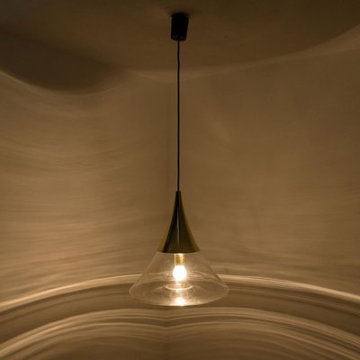 Cone Shape Brass & Clear Glass Pendant Light from Limburg-VDW-1308526