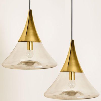 Cone Shape Brass & Clear Glass Pendant Light from Limburg-VDW-1308526