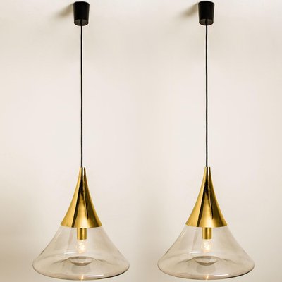 Cone Shape Brass & Clear Glass Pendant Light from Limburg-VDW-1308526