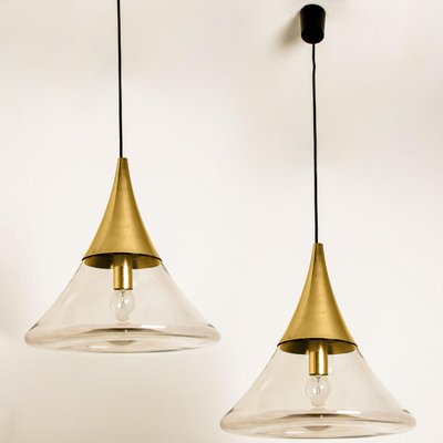 Cone Shape Brass & Clear Glass Pendant Light from Limburg-VDW-1308526