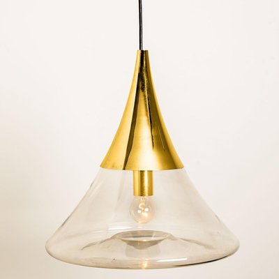 Cone Shape Brass & Clear Glass Pendant Light from Limburg-VDW-1308526