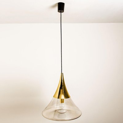 Cone Shape Brass & Clear Glass Pendant Light from Limburg-VDW-1308526