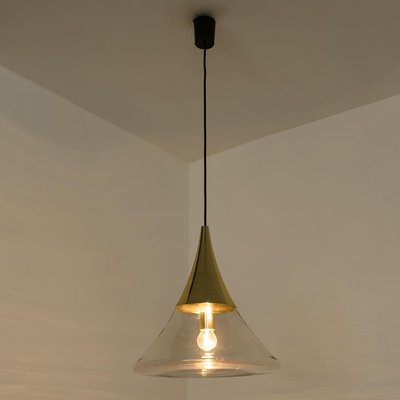 Cone Shape Brass & Clear Glass Pendant Light from Limburg-VDW-1308526