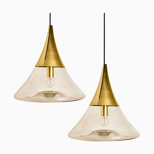 Cone Shape Brass & Clear Glass Pendant Light from Limburg-VDW-1308526