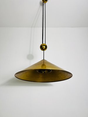 Cone Shaped Brass Pendant Lamp with Counterweight attributed to Florian Schulz, 1970s-PUK-2020860