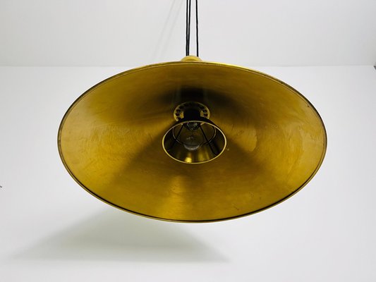 Cone Shaped Brass Pendant Lamp with Counterweight attributed to Florian Schulz, 1970s-PUK-2020860