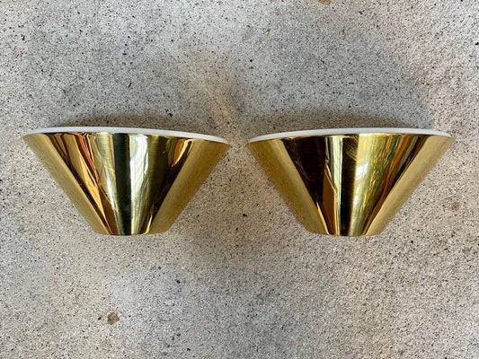 Cone-Shaped Brass Wall Lamps or Sconces by Glashütte Limburg, 1960s, Set of 2