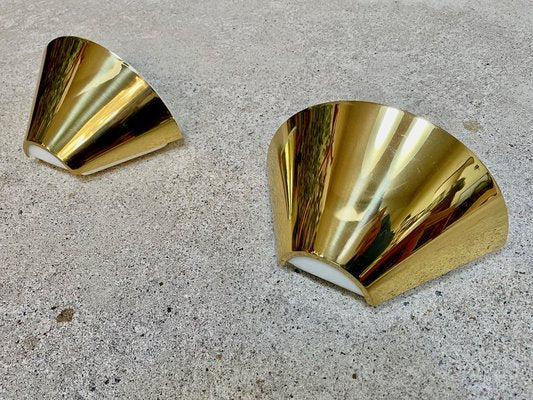 Cone-Shaped Brass Wall Lamps or Sconces by Glashütte Limburg, 1960s, Set of 2-JP-1020417