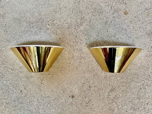 Cone-Shaped Brass Wall Lamps or Sconces by Glashütte Limburg, 1960s, Set of 2-JP-1020417