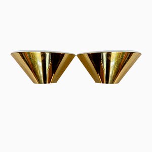 Cone-Shaped Brass Wall Lamps or Sconces from Glashütte Limburg, Germany, 1960s, Set of 2-JP-1806253