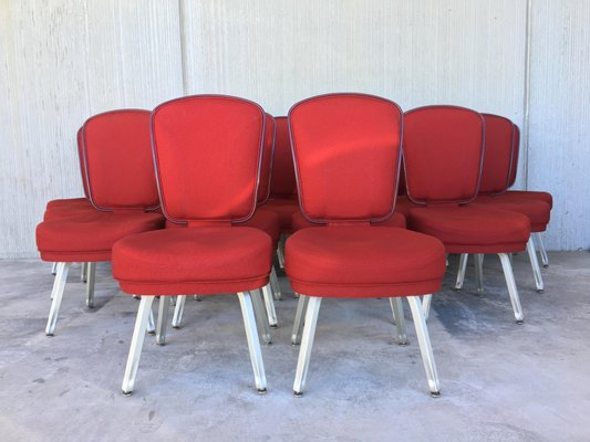 Conference or Dining Chairs in Steel and Red Wool, Set of 17-PSK-1002441