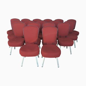 Conference or Dining Chairs in Steel and Red Wool, Set of 17-PSK-1002441