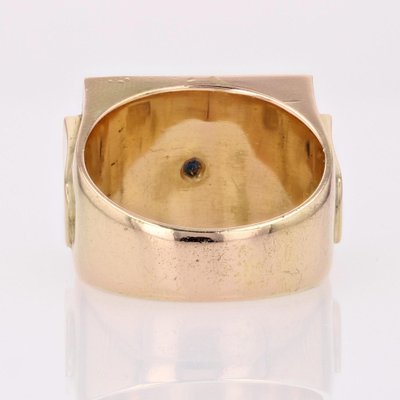 Confetti Agate 18 Karat Yellow Gold Signet Ring, 1950s-OLU-1763984