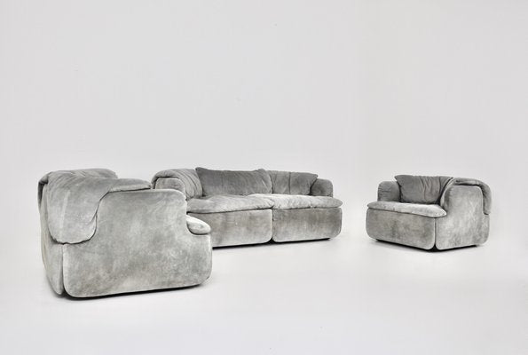 Confidential Sofa Set by Alberto Rosselli for Saporiti Italia, Set of 3-HFM-1728700