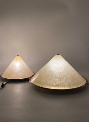 Conical Shaped Fiberglass and Brass Table Lamps, Italy, 1970s, Set of 2-TXN-1762845