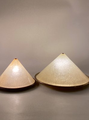 Conical Shaped Fiberglass and Brass Table Lamps, Italy, 1970s, Set of 2-TXN-1762845