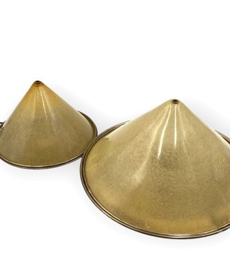 Conical Shaped Fiberglass and Brass Table Lamps, Italy, 1970s, Set of 2-TXN-1762845