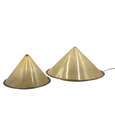 Conical Shaped Fiberglass and Brass Table Lamps, Italy, 1970s, Set of 2-TXN-1762845