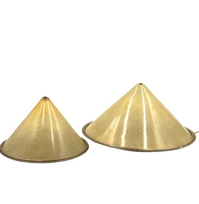 Conical Shaped Fiberglass and Brass Table Lamps, Italy, 1970s, Set of 2-TXN-1762845