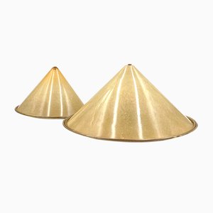 Conical Shaped Fiberglass and Brass Table Lamps, Italy, 1970s, Set of 2-TXN-1762845