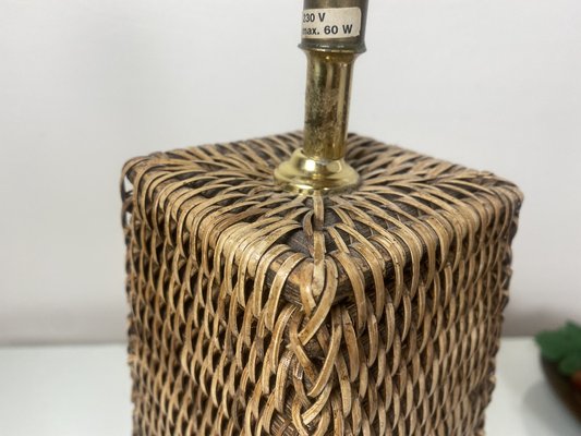 Conical-Shaped Woven Rattan Table Lamp, 1970s-WZZ-1240662