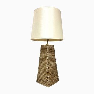 Conical-Shaped Woven Rattan Table Lamp, 1970s-WZZ-1240662