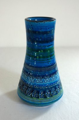 Conical Vase in Rimini Blue and Green Ceramic by Aldo Londi for Flavia Montelupo, Italy, 1960s-XTZ-1795927