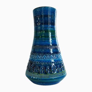 Conical Vase in Rimini Blue and Green Ceramic by Aldo Londi for Flavia Montelupo, Italy, 1960s-XTZ-1795927