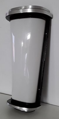 Conically Wall Lamp in Black Painted Metal, Curved Aluminum Strips & White Acrylic Glass Screen, 1950s-HOI-1054227