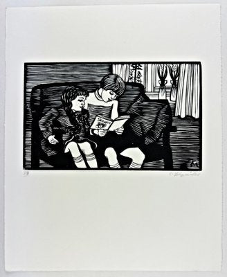 Conrad Felixmüller, Conrad Felixmüller the Picture Book (The Sisters), 1956, Woodblock Print-QFT-2016478