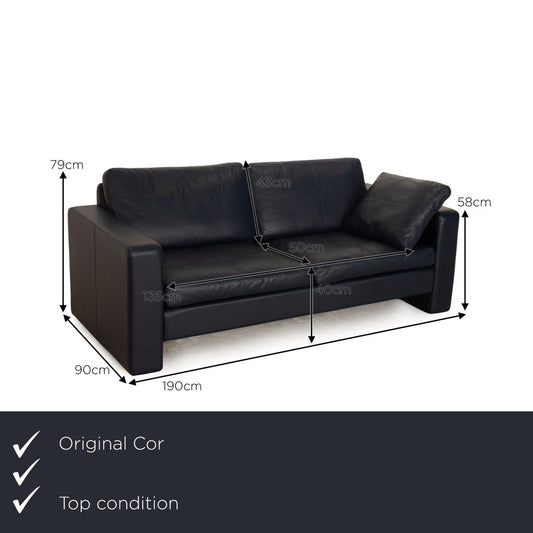 Conseta 2-Seater Sofa in Blue Leather from Cor