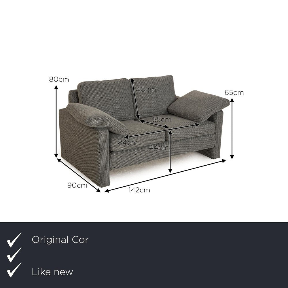 Conseta 2-Seater Sofa in Gray Fabric from COR