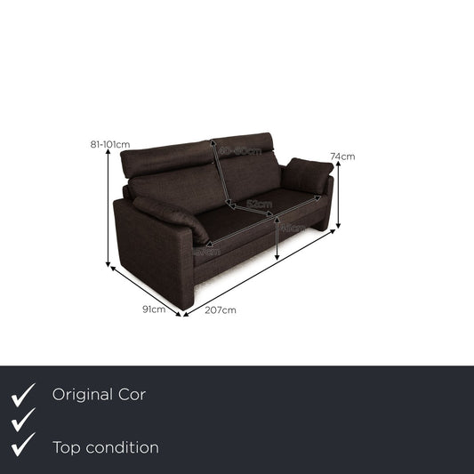 Conseta 3-Seater Sofa in Gray Fabric from Cor