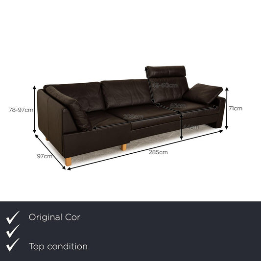 Conseta 4-Seater Sofa in Dark Brown Leather from Cor