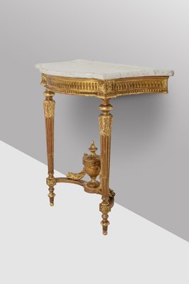 Console in Gilded and Carved Wood, Marble Top. 1880s-CEJ-2020872