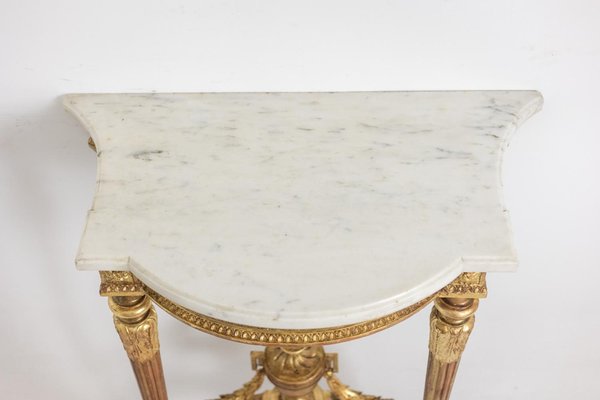 Console in Gilded and Carved Wood, Marble Top. 1880s-CEJ-2020872