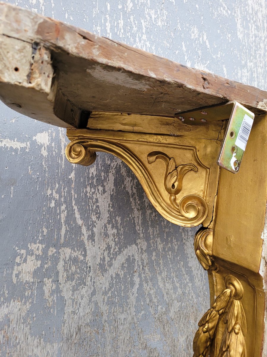 Console & Mirror in Golden Wood, Italy, 18th Century, Set of 2