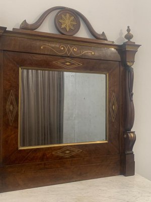 Console & Mirror in Inlaid Walnut with Brass Hardware, Set of 2-IJR-1215451