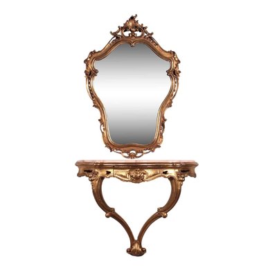 Console Table and Mirror in Baroque Style, Set of 2-VMM-2026034