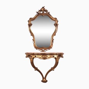 Console Table and Mirror in Baroque Style, Set of 2-VMM-2026034